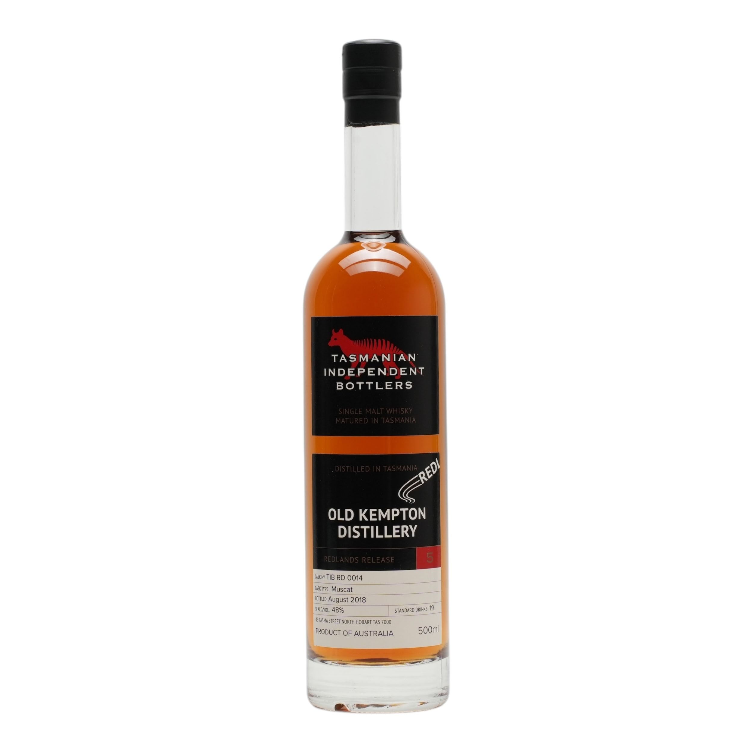 Tasmanian Independent Bottlers Old Kempton RD0014 Muscat Cask Single Malt Whisky (500ml), TASMANIA AUSTRALIA