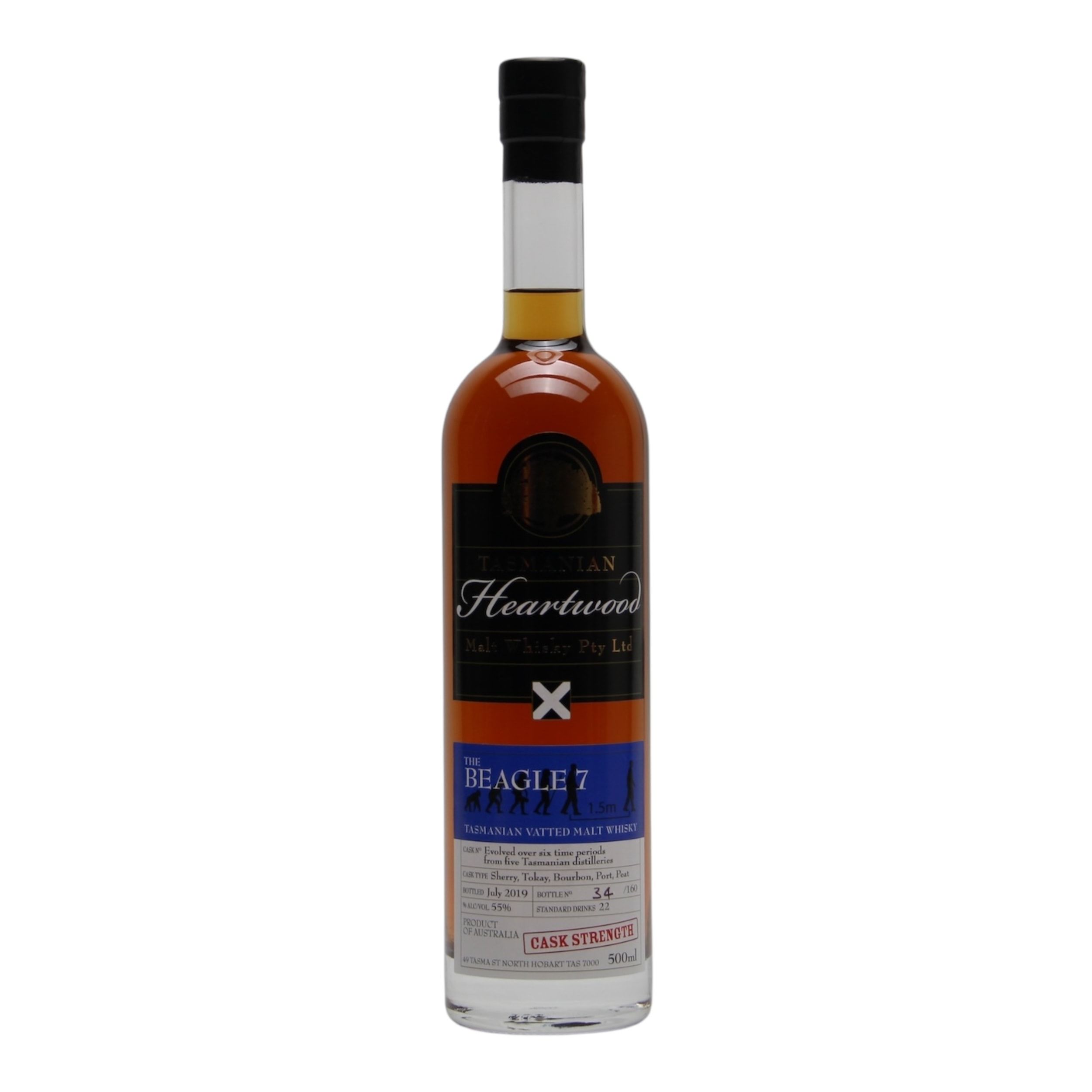 Heartwood The Beagle 7 Cask Strength Vatted Malt Whisky (500ml), TASMANIA AUSTRALIA