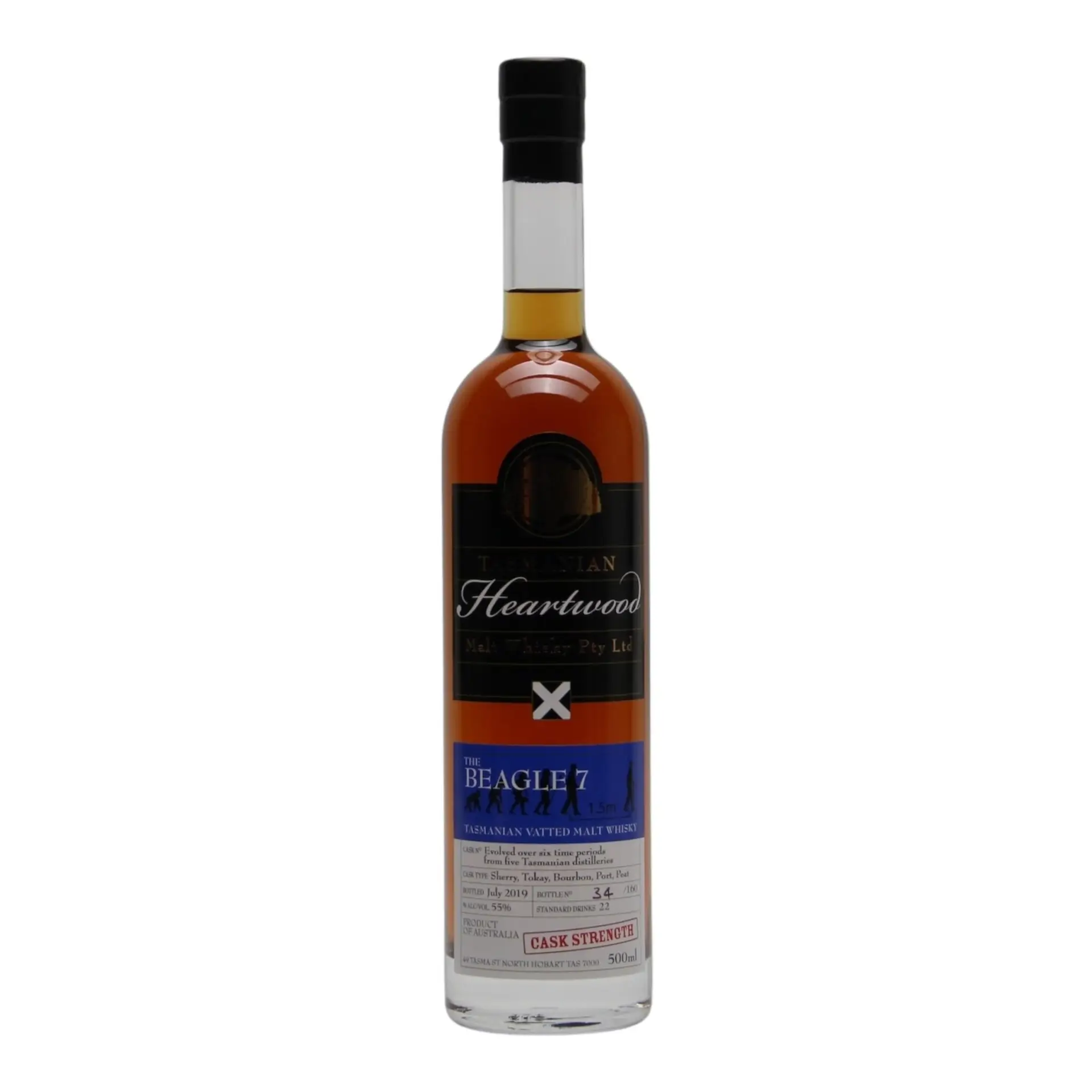 Heartwood The Beagle 7 Cask Strength Vatted Malt Whisky (500ml), TASMANIA AUSTRALIA