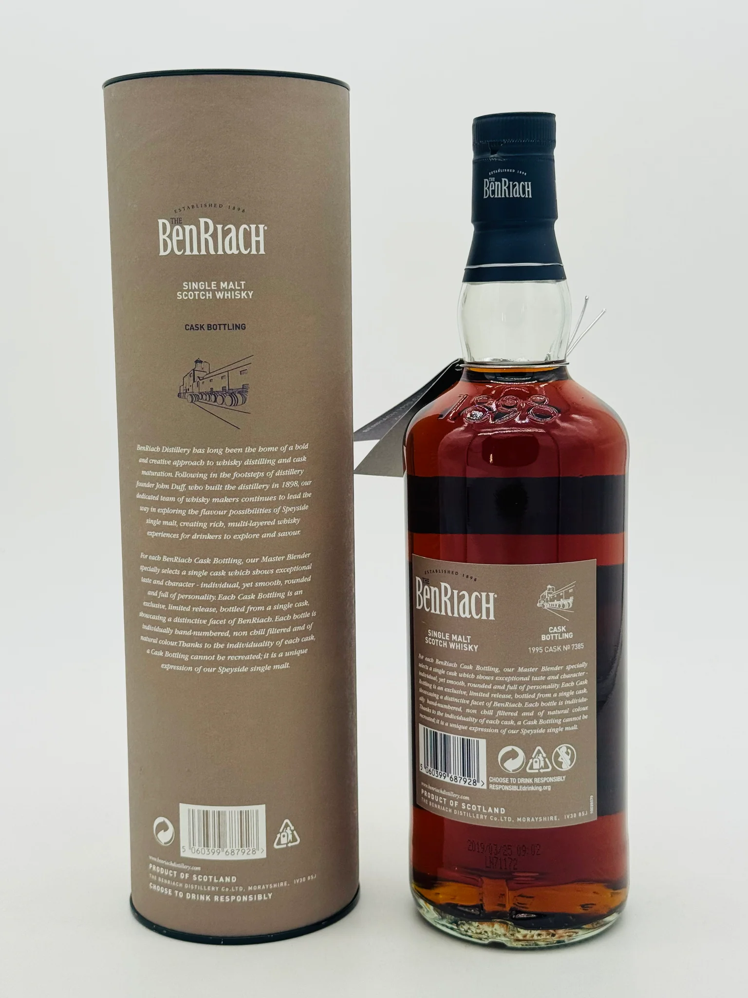 1995 Benriach Batch 16 Single Cask #7385 Peated Oloroso Cask 23 Year Old Cask Strength Single Malt Scotch Whisky (700ml), Scottish - Image 4