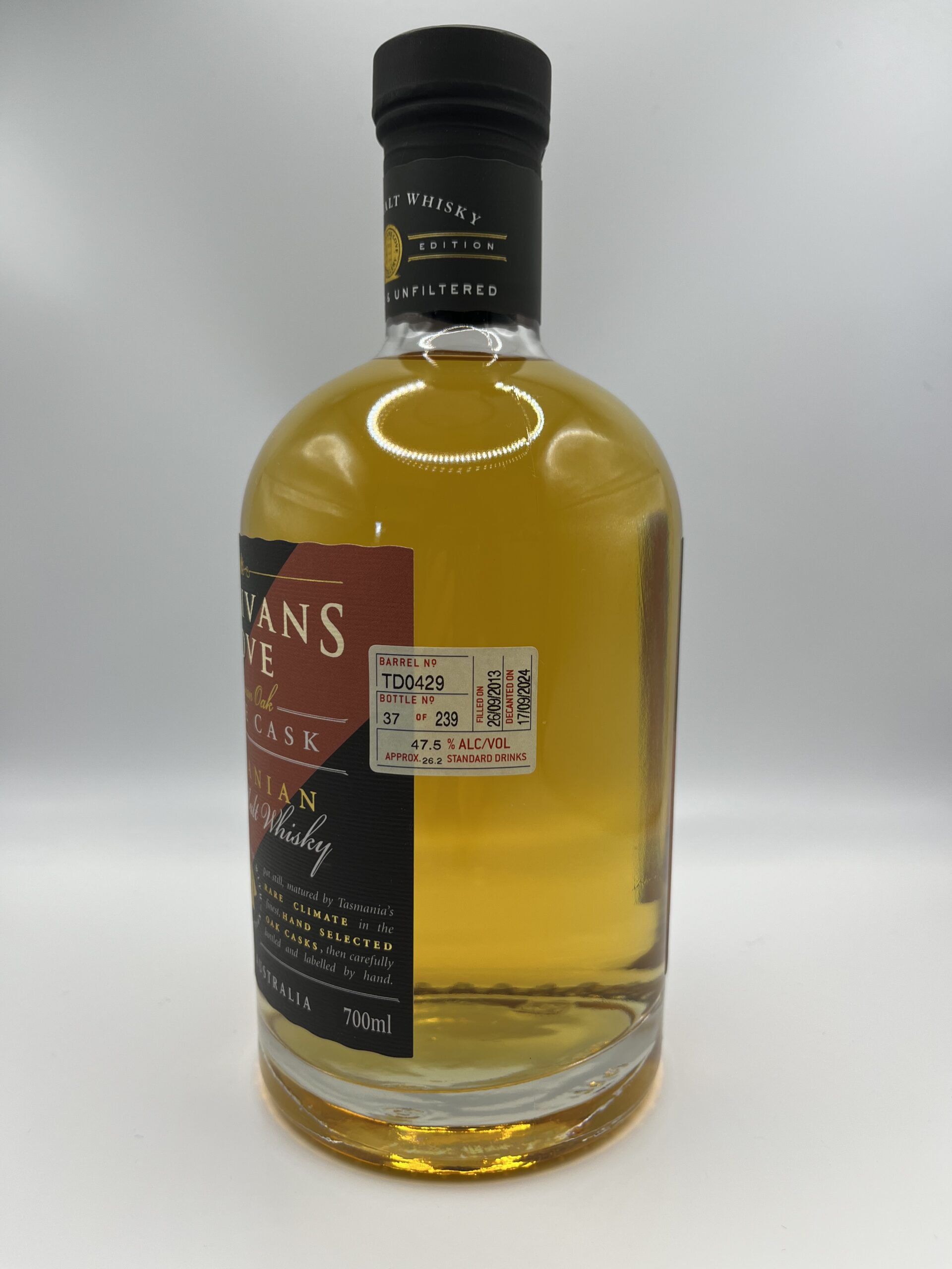 Sullivans Cove American Oak Second Fill Whisky TD0429 (700ml), TASMANIA AUSTRALIA - Image 3
