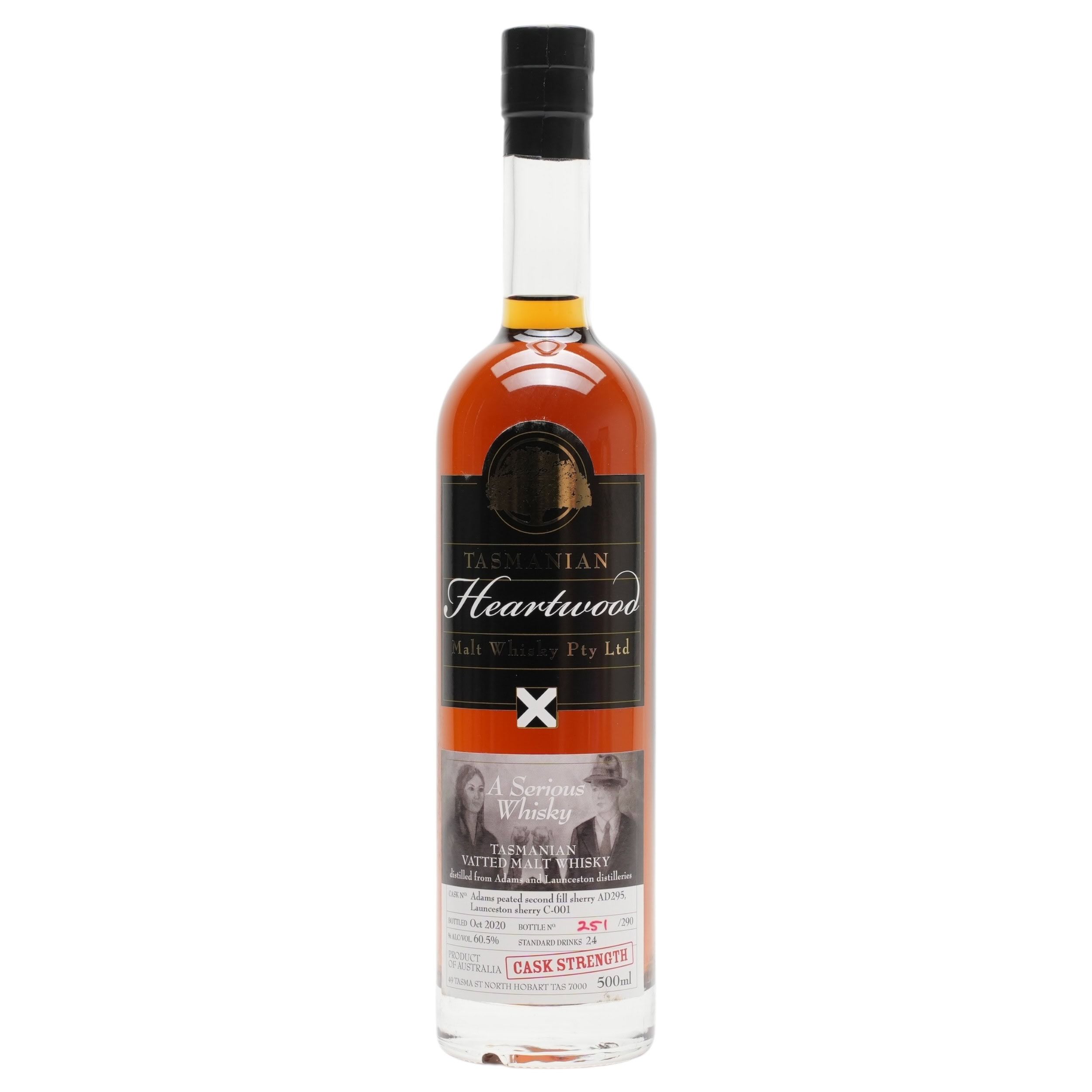 Heartwood A Serious Whisky // Adams AD295 Launceston C-001 (500ml), TASMANIA AUSTRALIA