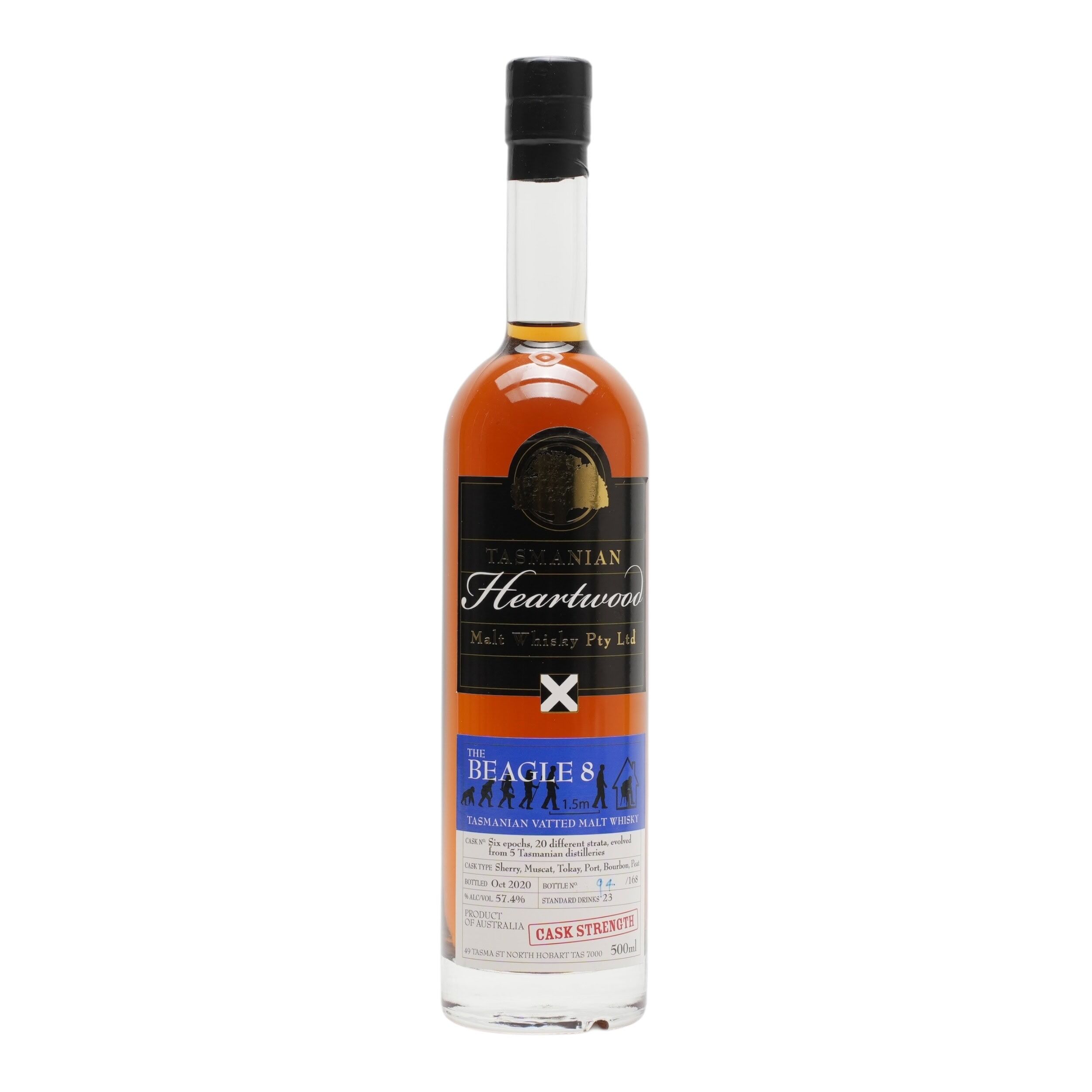 Heartwood The Beagle 8 Cask Strength Vatted Malt Whisky (500ml), TASMANIA AUSTRALIA