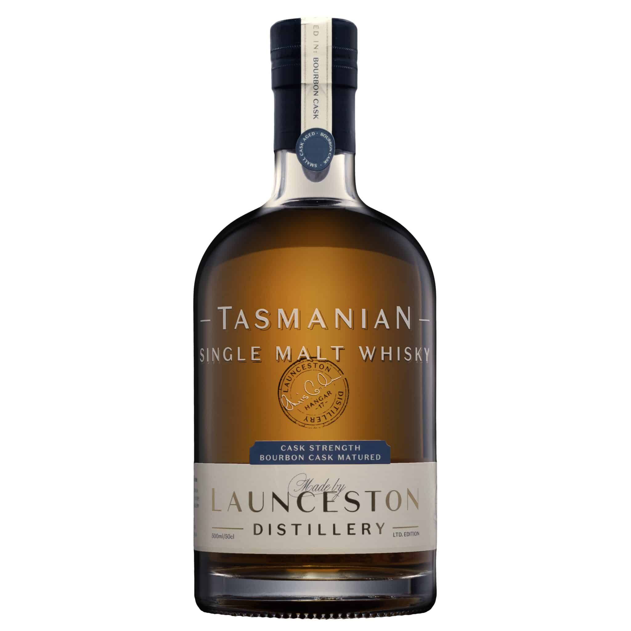 Launceston Distillery Cask Strength Bourbon Cask Matured 62% Tasmanian Single Malt Whisky (500ml), TASMANIA AUSTRALIA